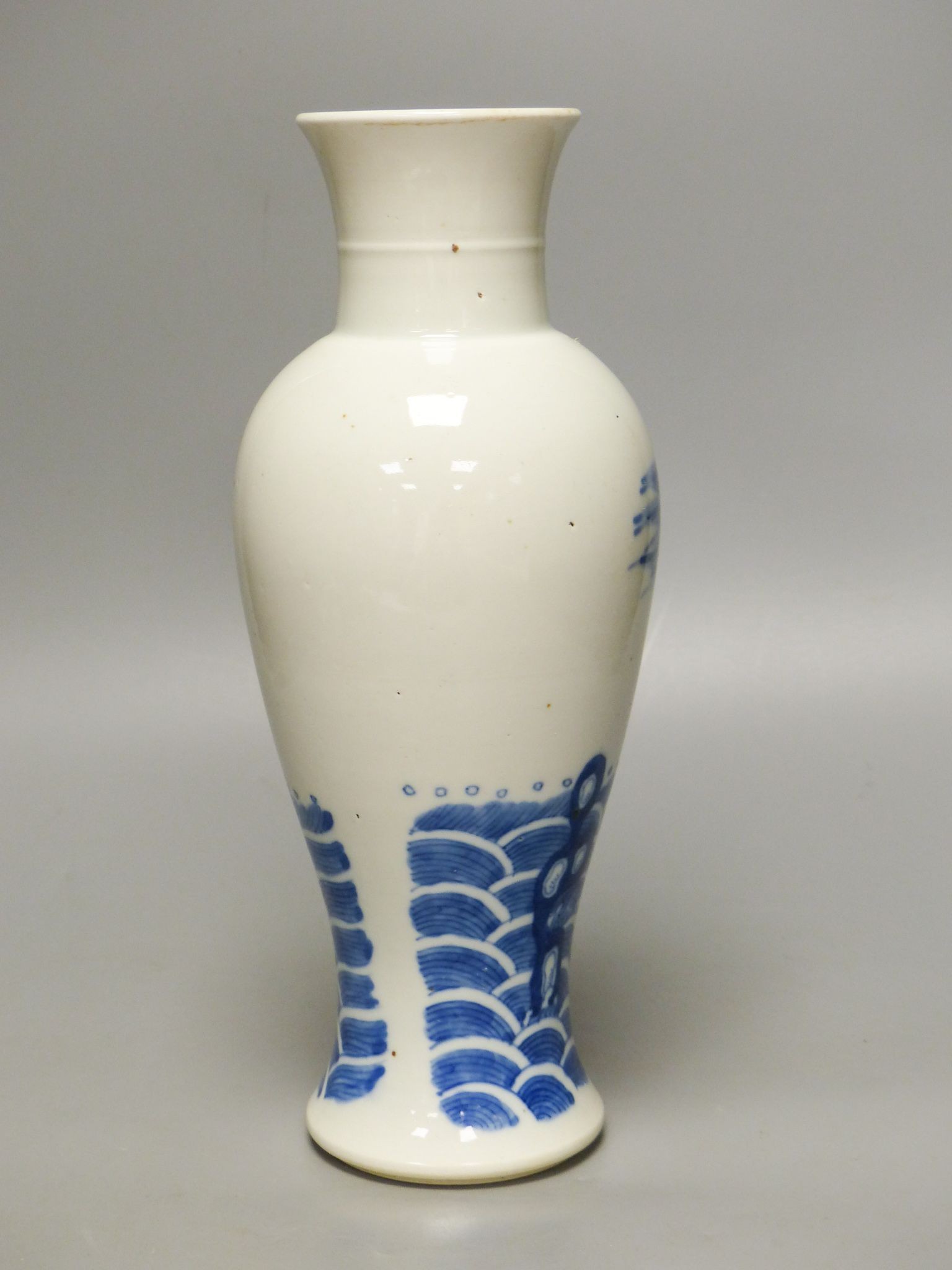 A Chinese blue and white ‘carp’ baluster vase 29cm